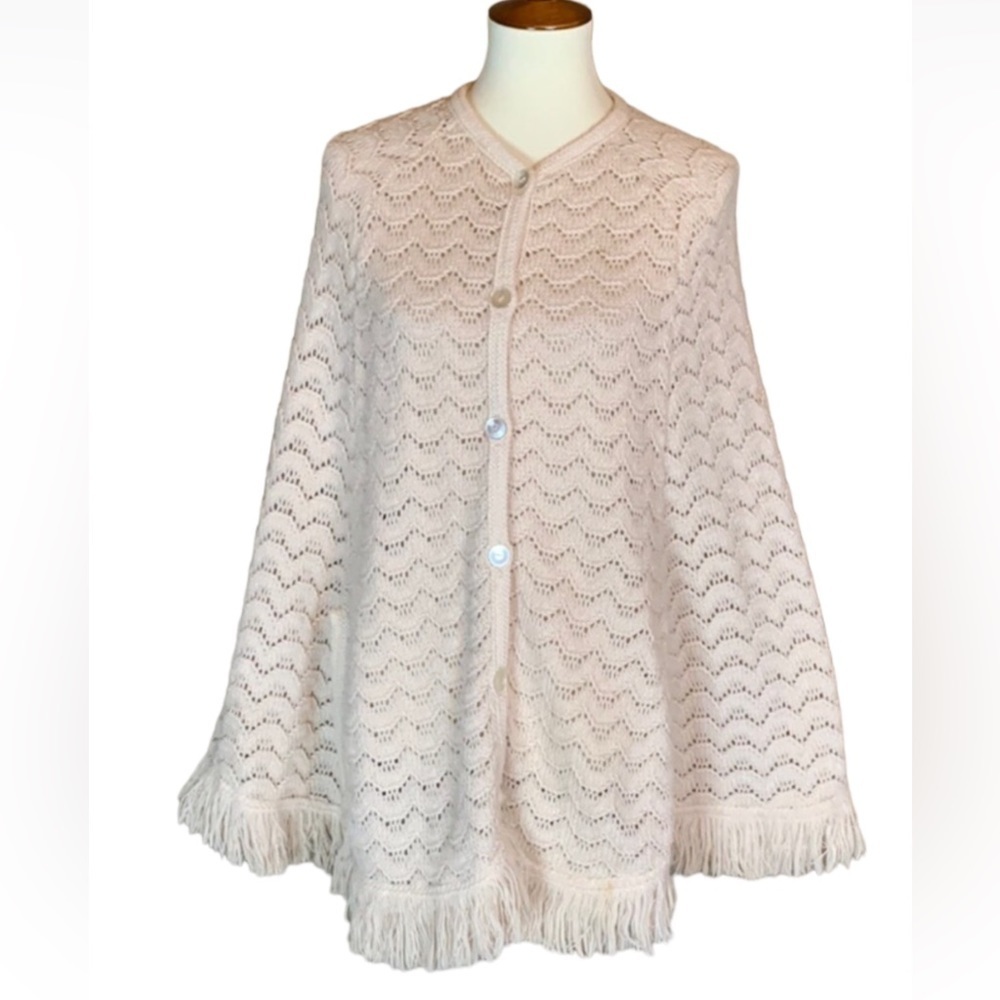 Vintage Sears tan sweater cape / poncho